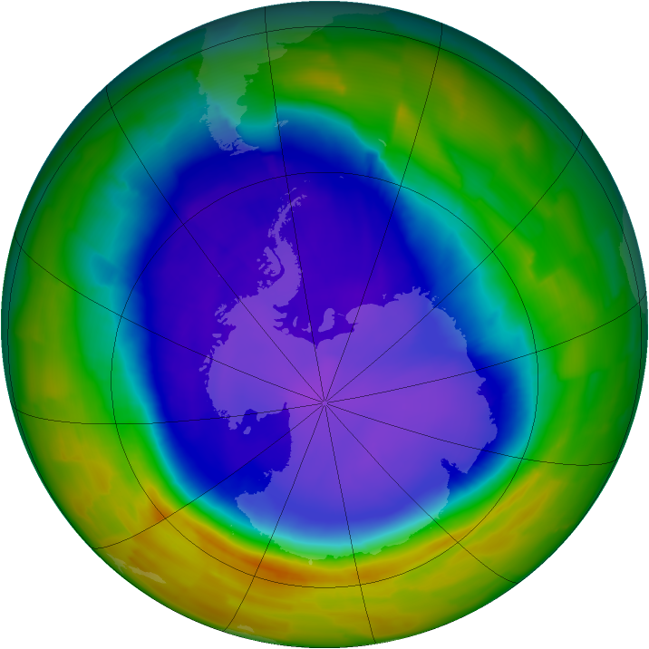 Antarctic ozone map for 26 September 2011